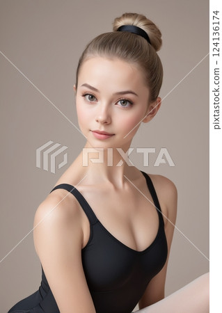 穿著緊身衣的年輕女子 124136174