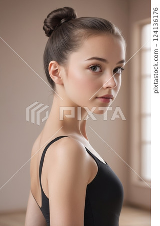 穿著緊身衣的年輕女子 124136176