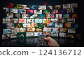 Media concept multiple television screens 124136712