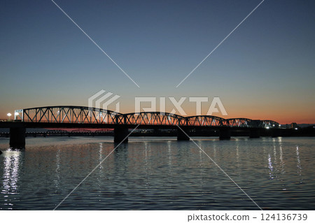 on the riverbed in the morning on the riverbed in the morning 124136739