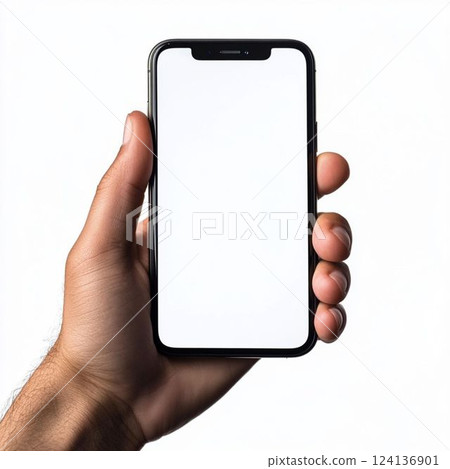 Male hand holding a smartphone Male hand holding a smartphone 124136901