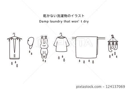 Illustration of laundry that won't dry Illustration of laundry that won't dry 124137069