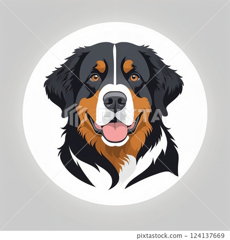 Bernese Mountain Dog Face Illustration 124137669