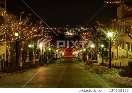 Hachimanzaka，函館，北海道的夜景 124138162