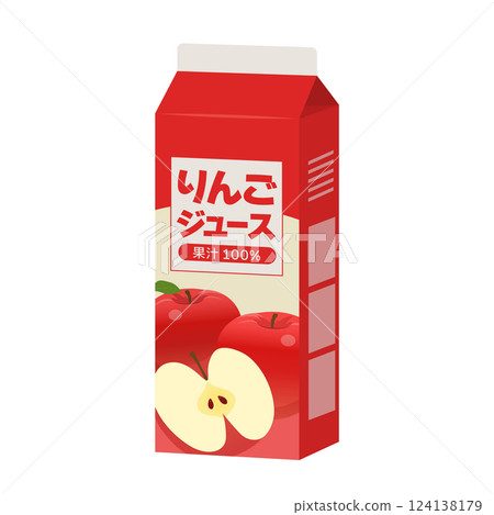 Apple juice in a paper carton_vector illustration 124138179