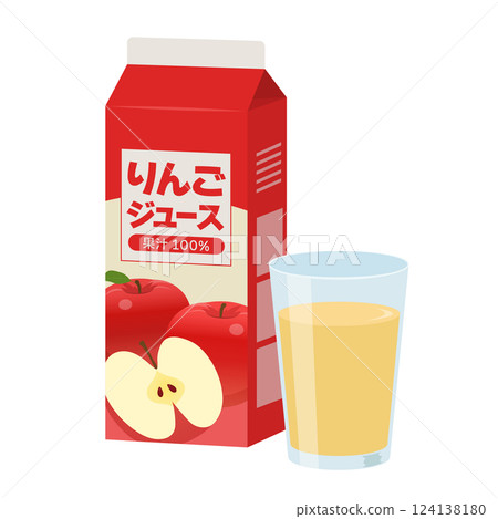 紙盒和杯子裡的蘋果汁_向量插圖 紙盒和杯子裡的蘋果汁_向量插圖 124138180