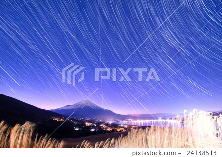 Mountains of Mt. Fuji and stars Mountains of Mt. Fuji and stars 124138513