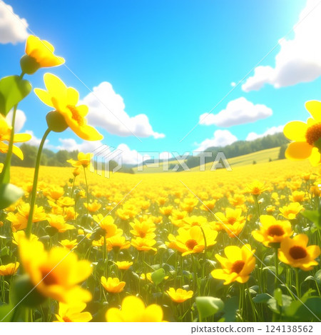 油菜花田與藍天的對比 124138562