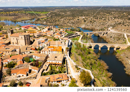 Aerial view of old Spanish walled township of Ledesma Aerial view of old Spanish walled township of Ledesma 124139560