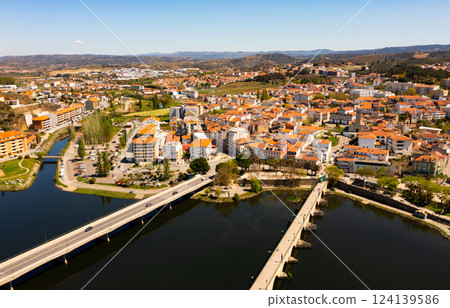 View from drone of Mirandela city, Portugal View from drone of Mirandela city, Portugal 124139586
