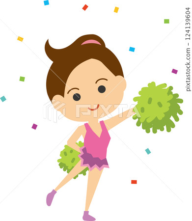 一名微笑的啦啦隊員跳舞的插圖 一名微笑的啦啦隊員跳舞的插圖 124139604