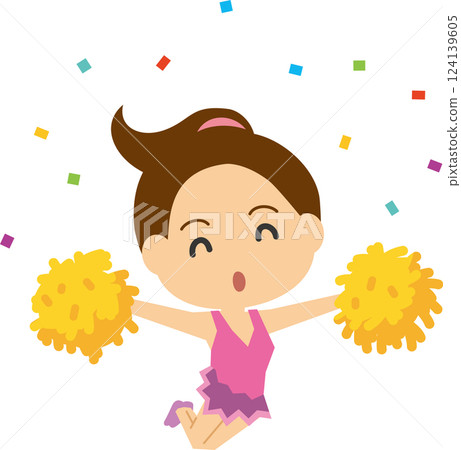 一名微笑的啦啦隊員跳舞的插圖 124139605