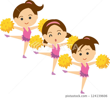 一名微笑的啦啦隊員跳舞的插圖 一名微笑的啦啦隊員跳舞的插圖 124139606