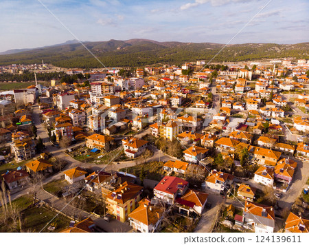 Small Turkish town Cavdir in Burdur Province 124139611