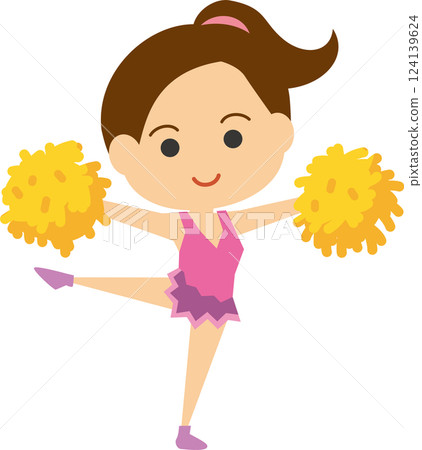 Illustration of a smiling cheerleader dancing Illustration of a smiling cheerleader dancing 124139624