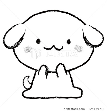 狗，小狗，白狗，可愛，雙頭人物，線描，坐著，手繪風格 124139716