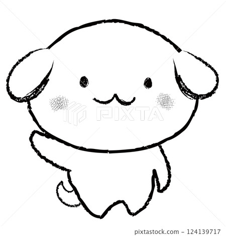 狗，小狗，白狗，可愛，雙頭字符，線描，指點，手寫風格 124139717