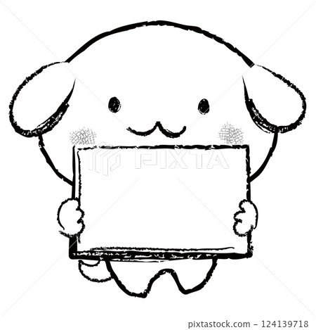 狗，小狗，白狗，可愛，雙頭角色，線描，白板，手寫風格， 124139718