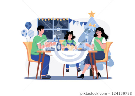 Family Having Christmas Dinner Together 124139758