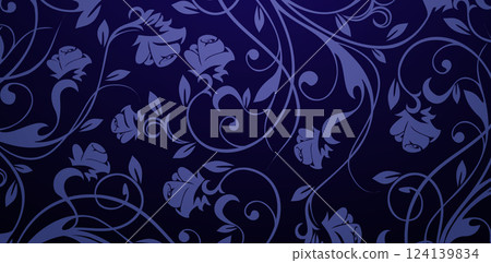 floral pattern with flowers roses decorative dark blue backgrounds for wallpapers the bedroom, patterned fills, webs pages, surface textures, books covers, fabrics printing textiles. tile linen swatch floral pattern with flowers roses decorative dark blue backgrounds for wallpapers the bedroom, patterned fills, webs pages, surface textures, books covers, fabrics printing textiles. tile linen swatch 124139834