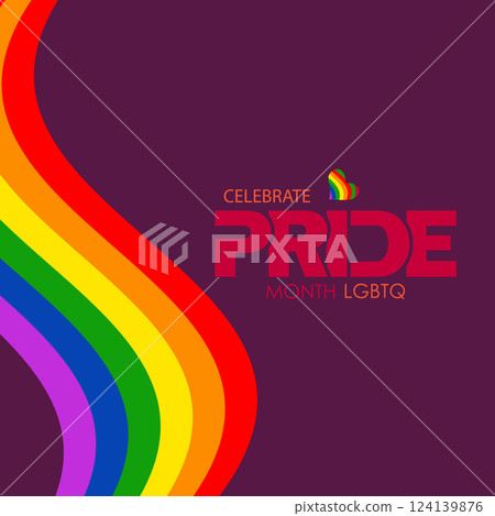 Pride Month Celebration with Wavy Rainbow Design 124139876