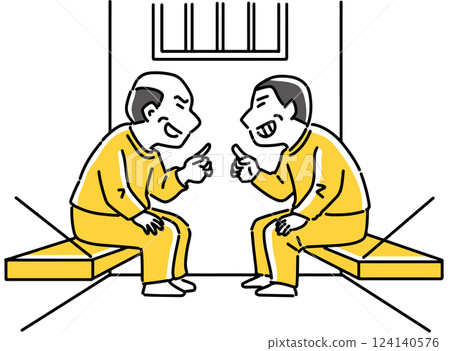 Prisoners exchanging information in a cell 124140576