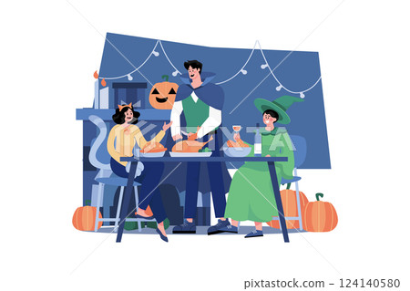 Happy Halloween Illustration concept on white background 124140580
