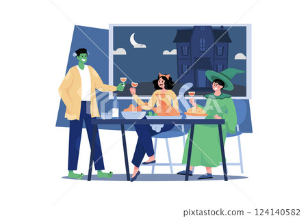 Happy Halloween Illustration concept on white background Happy Halloween Illustration concept on white background 124140582