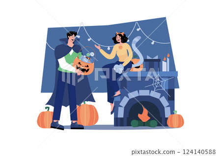 Happy Halloween Illustration concept on white background 124140588