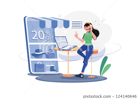 Customer Service Illustration concept. A flat illustration isolated on white background 124140646