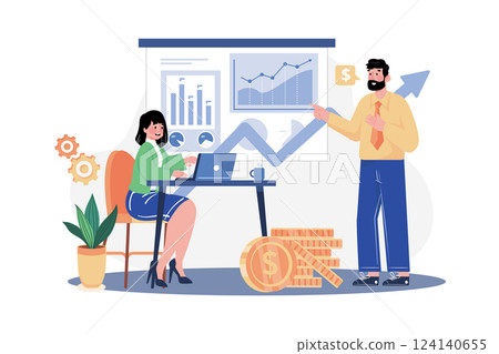 Investment Education Illustration concept. A flat illustration isolated on white background 124140655