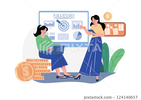 Business Investment Illustration concept. A flat illustration isolated on white background Business Investment Illustration concept. A flat illustration isolated on white background 124140657