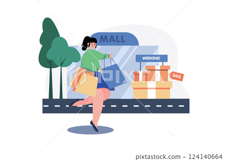 Women doing shopping on the weekend 124140664