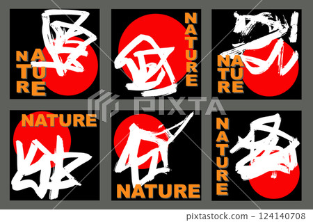 Hand Drawn Minimalist Abstract Contemporary Posters Set 124140708