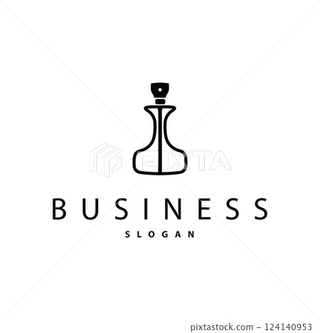 perfume logo design illustration of aromatic perfume with a simple minimalist bottle concept line templet product brand concept 124140953