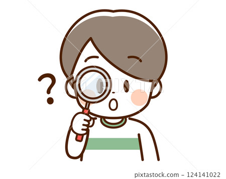 Child_Boy looking through a magnifying glass_? 124141022