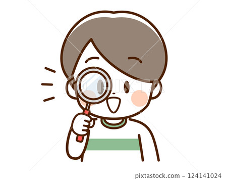 Child_Boy looking through a magnifying glass_Discovery Child_Boy looking through a magnifying glass_Discovery 124141024