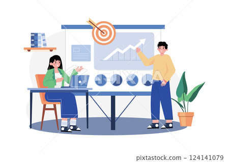 Employee Presenting Illustration concept. A flat illustration isolated on white background 124141079