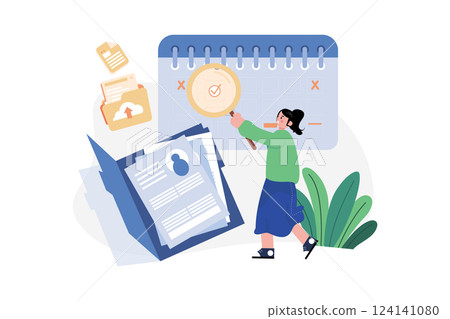 Hiring Schedule Illustration concept. A flat illustration isolated on white background 124141080