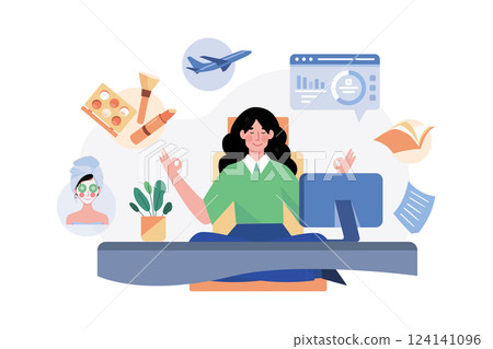 Work-Life Balance Illustration concept. A flat illustration isolated on white background 124141096