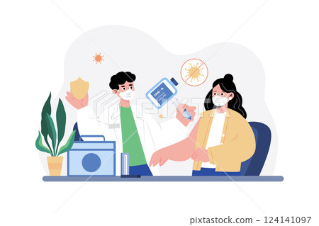 Vaccination Covid-19 Illustration concept. A flat illustration isolated on white background 124141097