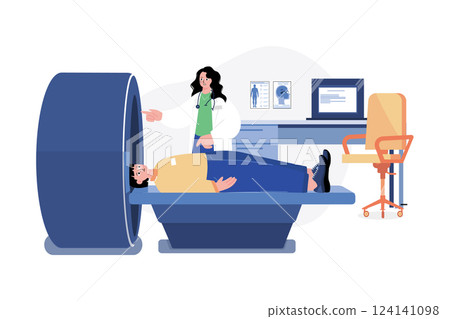 Body Checkup Illustration concept. A flat illustration isolated on white background 124141098