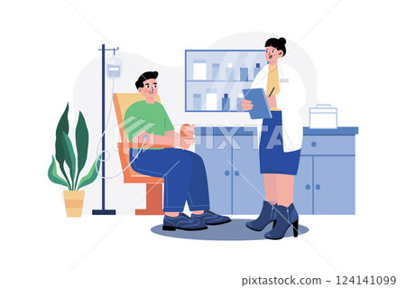 Donating Blood Illustration concept. A flat illustration isolated on white background 124141099