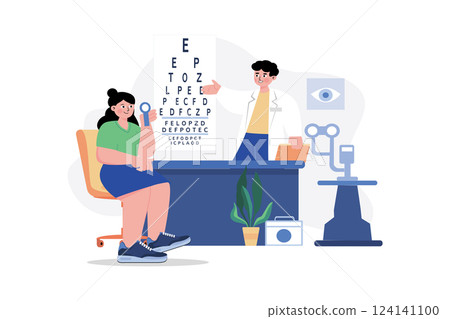 Eye Test Illustration concept. A flat illustration isolated on white background 124141100
