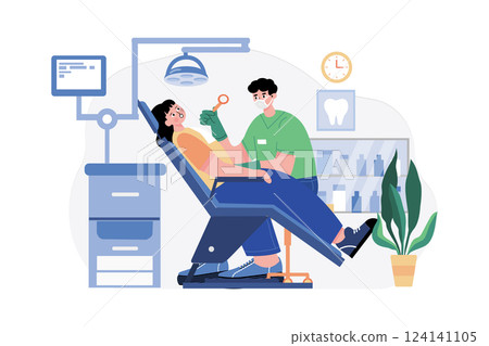 Dentist Clinic Illustration concept. A flat illustration isolated on white background 124141105