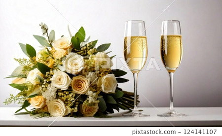 Celebration champagne and white rose bouquet 3 Celebration champagne and white rose bouquet 3 124141107