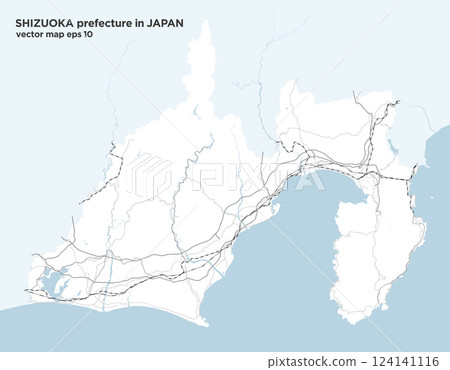 A simple road map of Shizuoka prefecture, Japan 124141116