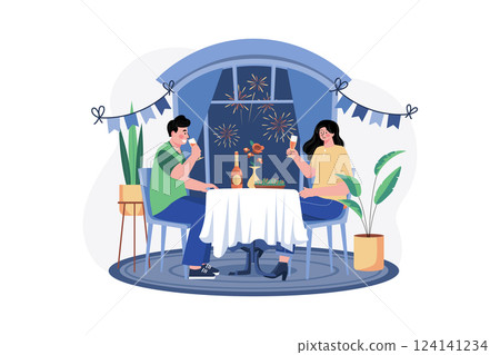 New years Eve Illustration concept. 124141234