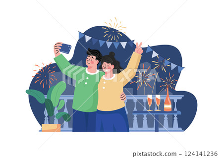 New years Eve Illustration concept. 124141236