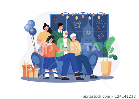 New years Eve Illustration concept. 124141238